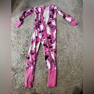 Pink and White Ghost Print Zippy PJ